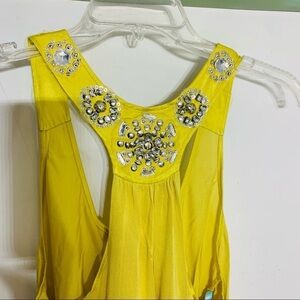 Marciano yellow green Racerback embellished tank top medium